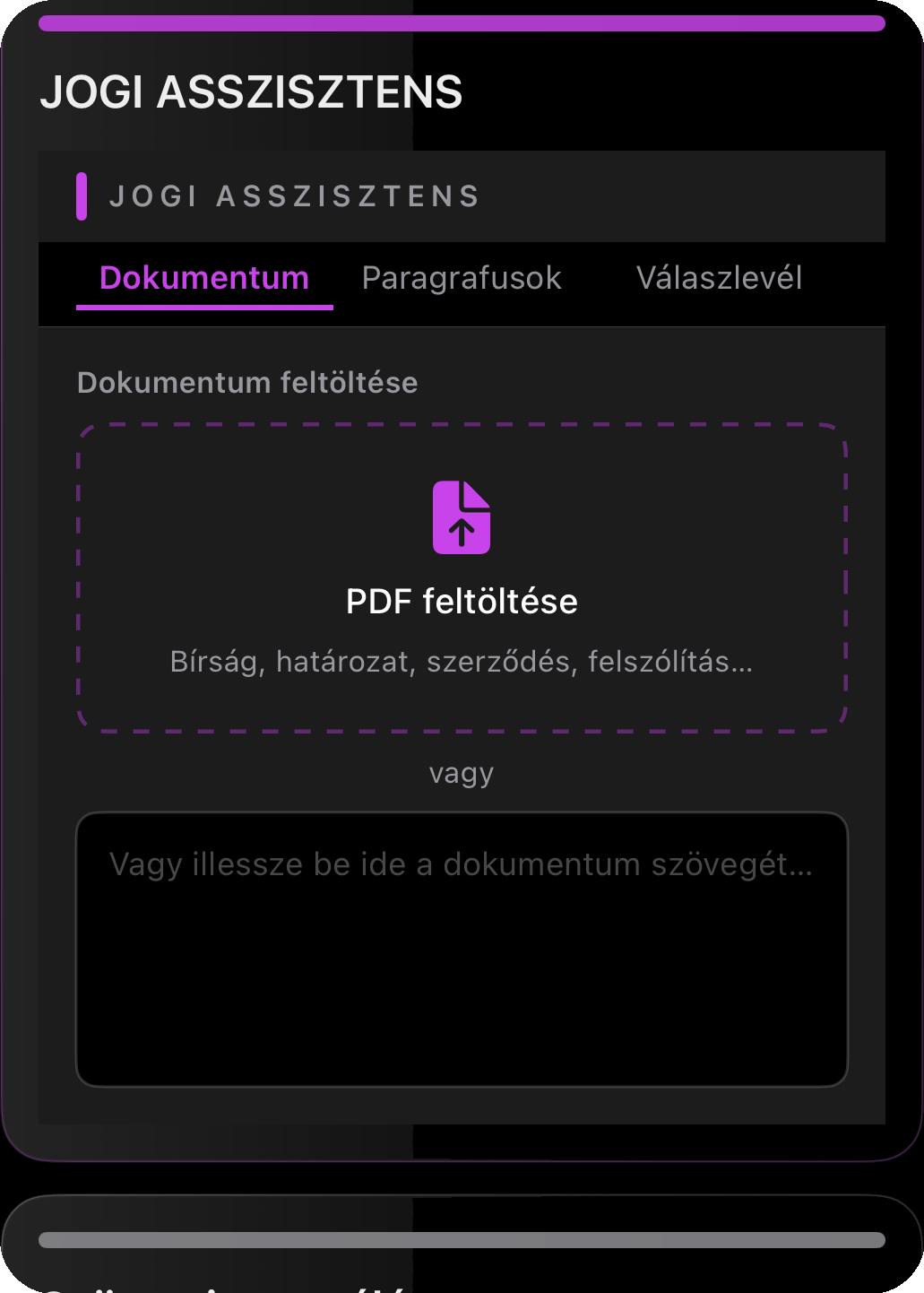 Legal Assistant panel